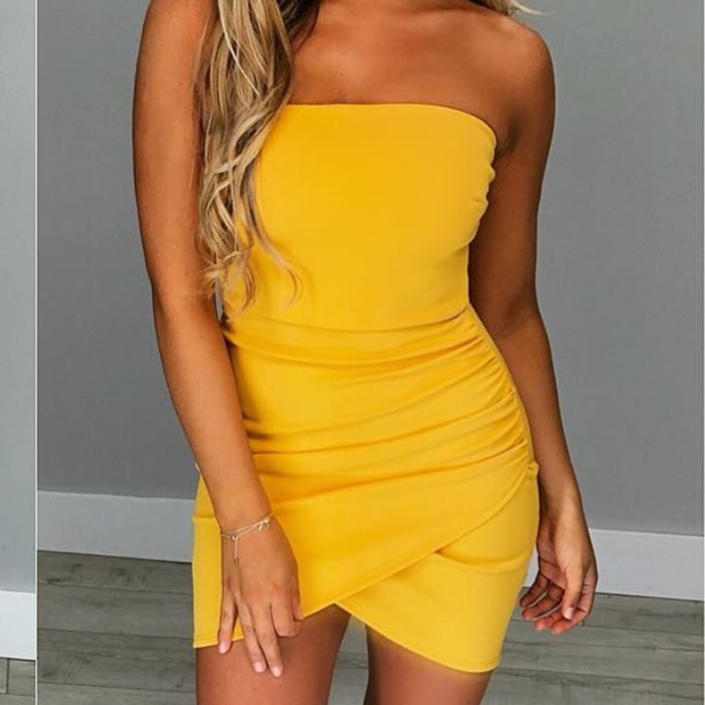 Yellow mini dress